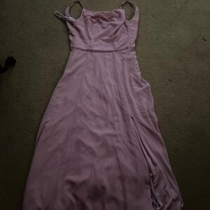 David Bridals long pink slit dress.